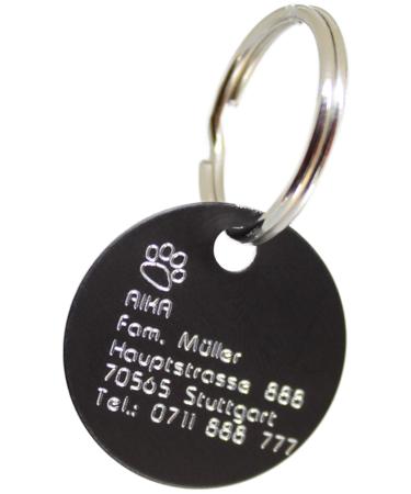 Dog tag with engraving - ID tag - address tag - address plate - individual - personalized - diamond engraving (black-matt)