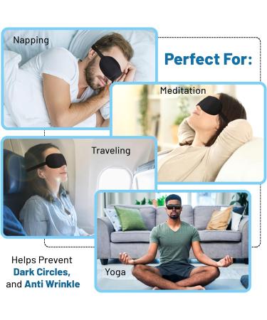 3D Eye Sleep Mask Blindfold for Napping, Yoga & Traveling - Adjustable Strap for Comfort - Black - Buy Online on GoSupps.com