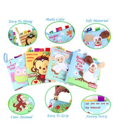 HanShe Baby Soft Cloth Book Set - High Contrast Crinkle Book 4 PCS for 0-6 Months | Educational Learning Toy for Infants | Fabric Baby Activity Book for Boys and Girls | Yellow - Buy Online on GoSupps.com
