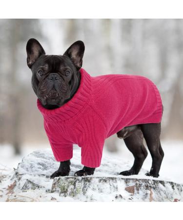 Iecoii Warm Turtleneck Dog Sweater - Winter Clothing for Small to Large Dogs Chihuahua French Bulldog & Labrador - Rose-Red - Buy Online on GoSupps.com