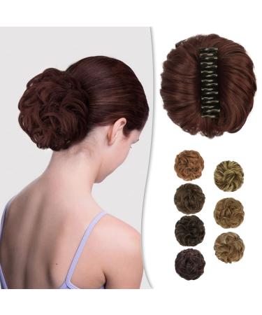 Barsdar claws clip messy bun hair part clip in claw hair tie curly synthetic hair knot hair extension for women ponytail high insurage donut chignon burgundrot