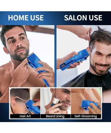 Professional Hair Clippers & Beard Trimmer Kit - Cordless T-Blade Edgers for Men | Rechargeable Hair Cutting Tools | Ideal Christmas Gifts (Blue - Buy Online on GoSupps.com