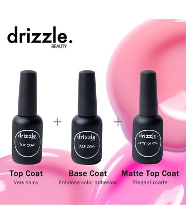 Drizzle Beauty Gel Top & Base Coat Set | 15ml 3 Pcs | No Wipe, Long Lasting Shine & Matte | Soak Off UV LED Gelpolish - Buy Online on GoSupps.com