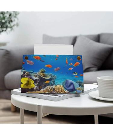 Tissue Box Cover Tissue Box Holder Coral and Sea Fish Print Tissue Holder Travel Tissue Packs Facial Paper Holder Decorative Holder - Buy Online on GoSupps.com