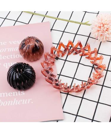 Tobatoba Bun Maker Clip Set - 3 Pcs Bird Nest Hair Clips for Women | Ponytail Holder, Curling Iron, Hair Claw Clamps | Hair Accessories in Black & Tortoise Shell Brown - Buy Online on GoSupps.com