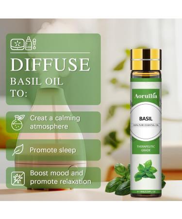 Aoruilia 10ml Basil Essential Oil 100% Pure Natural Basil Aromatherapy Oils for Diffusers for Home Sleep Relax Spa Massage DIY Soap Candle Making Basil 10 ml (Pack of 1) - Buy Online on GoSupps.com