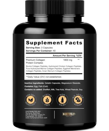 NURTURLY Magnesium Citrate & Oxide 500mg Complex Supplement and Multi Collagen Peptides Powder Capsules - High Absorption Maximum Strength - Hydrolyzed Collagen Peptides - Buy Online on GoSupps.com