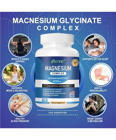 Magnesium Complex Supplement - 1000mg with 8 Magnesium Forms: Glycinate Citrate Malate Taurate & Orotate - Supports Muscle Function Bone Strength & Relaxation - Vegan Non-GMO - 180 Capsules - Buy Online on GoSupps.com