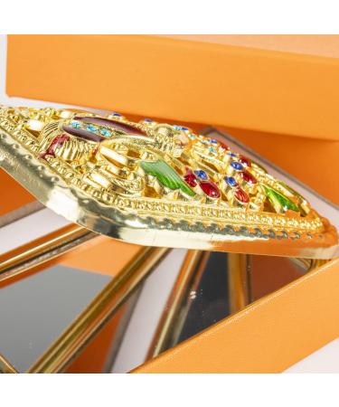 Vintage Gold Peacock Metal Vanity Mirror | Foldable Travel Makeup Pocket Mirror - Buy Online on GoSupps.com