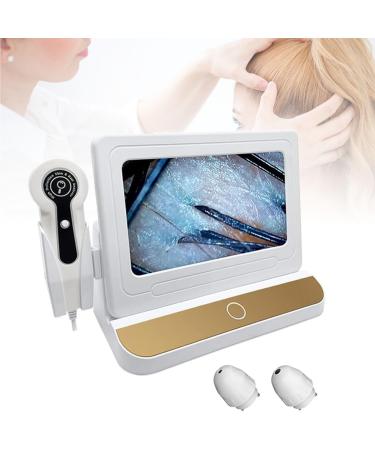 Skin Hair Scalp Detector Hair Follicle Facial Skin Oil Moisture Tester with 10 Inch 200x Lens 50x Lens Pixels 1000W ABS Resin Hair Follicle Testing and Skin Analysis Magnifier