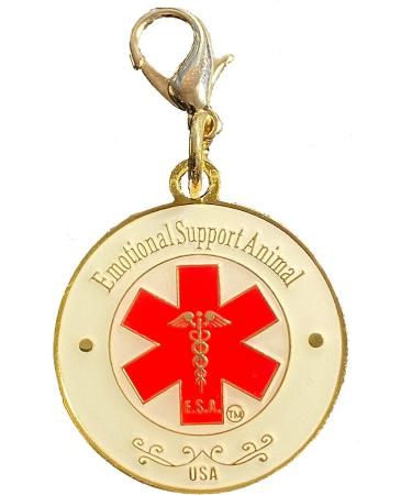 Gold Plated Double Sided E.S.A Dog Cat Tag | Emotional Support Animal Collar Charm in Red - Buy Online on GoSupps.com