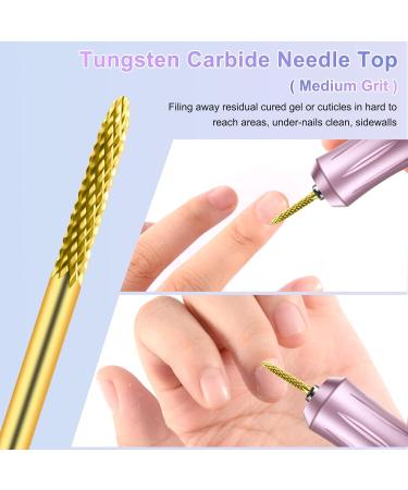 CGBE Nail Miller Attachments - 2 Pcs Wolframcarbid Bits for Gel Acrylic Nails | Medium Grain Gold Milling Cutter 3/32 | Manicure & Pedicure Tools - Buy Online on GoSupps.com