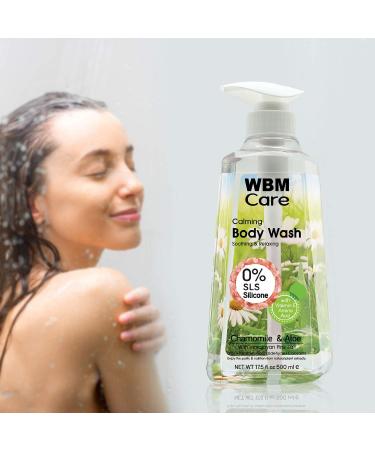 Natural Body Wash with Chamomile & Aloe - Calming Liquid Shower Gel with Himalayan Pink Salt | 17.5 Oz - Buy Online on GoSupps.com
