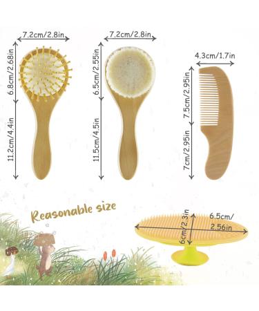 Buy Auvstar Baby Natural Hair Brush Set - Goat Bristle & Silicone Comb for Newborns & Toddlers | Gentle Scalp Care Products - Buy Online on GoSupps.com