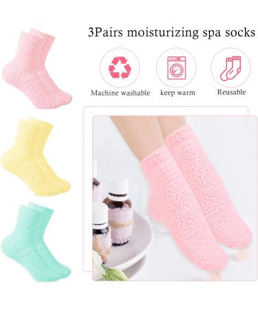Buy 3 Pairs Aloe Moisturizing Spa Socks - Fuzzy Non-Slip Foot Care for Dry Feet & Cracked Heels | Perfect for Overnight Repair - Buy Online on GoSupps.com