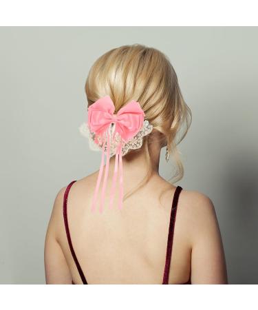 Beaupretty Large Bow Hair Clip Lace Bow Hair Clip Decorative Hair Clip Huge Bow Barrette Hair Bows for Women Pink - Buy Online on GoSupps.com