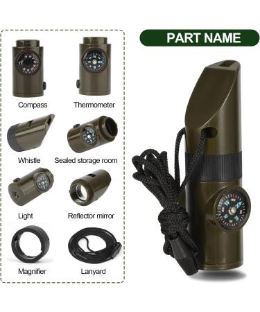 VSPEK 7-in-1 Survival Whistle | Camping Tools with Compass Thermometer LED Flashlight & More | Outdoor Safety Kit for Hiking & Emergency - Buy Online on GoSupps.com
