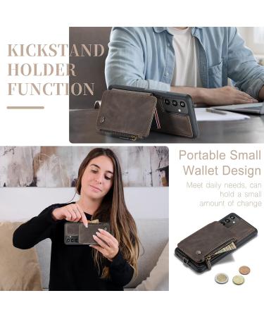 Buy Soonic Leather Cover for Samsung Galaxy A34 5G - Magnetic Zippered Protective Wallet Case with Coin Compartment (Brown) - Buy Online on GoSupps.com