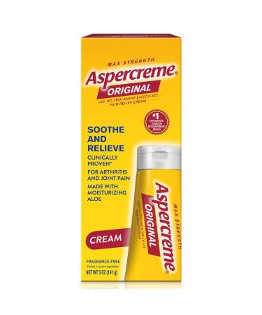 Aspercreme Original Pain Relief Cream with 10% Trolamine Salicylate Max Strength Fragrance-Free 5 oz (141 g)