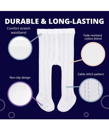 LA Active Baby Tights - Non Skid Cable Knit 3-6 Months - 5 Pairs in Pink, White, Ivory, Lavender, Grey - Buy Online on GoSupps.com