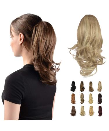 Sofeiyan 13" Ponytail Extension Long Curly Ponytail Clip in Claw Hair Extension Natural Looking Synthetic Hairpiece for Women Light Blonde/Platinum Blonde mix Light Blonde/Platinum Blonde mix 13"Claw Clip in