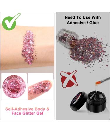 URAQT Holographic Mermaid Body Glitter Gel - Sparkling Cosmetic Glitter for Festival and Party - Pink - Buy Online on GoSupps.com