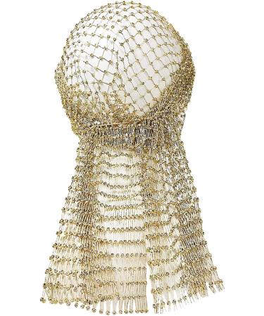 Rhinestone Mesh Headband Glitter Elastic Headscarf Crystal Wide Head Covering Fishnet Costume Party Head Wrap Women and Girls Gold - Buy Online on GoSupps.com