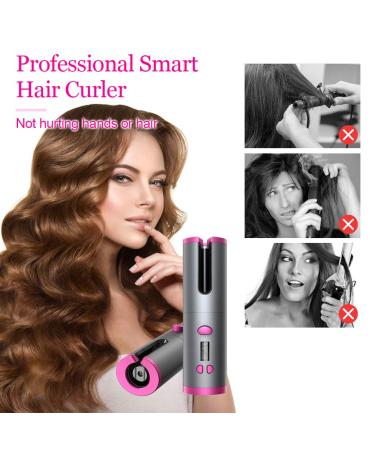 Cordless Hair Curler | Automatic Curling Iron with LCD Display & Timer | USB Rechargeable | 6 Temp Settings | Ideal for Travel - Buy Online on GoSupps.com