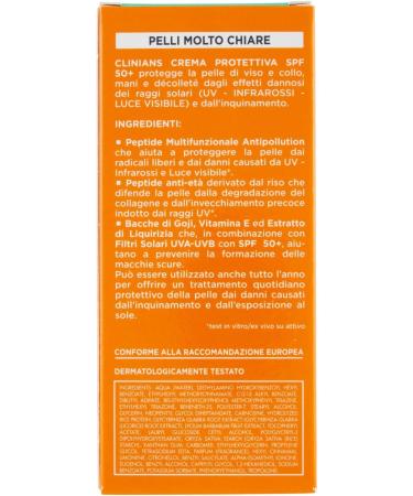 Clinians Solare 50 ml Viso FP50 Anti-Inquinamento - Buy Online on GoSupps.com