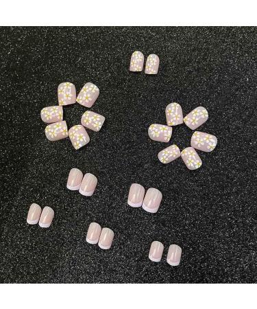 Wedity 24 Pieces Daisy Nail Stickers French Small Flower Fake Nail Stickers Rhinestone Glitter Press Fake Nails Artificial Nails for Women and Girls (A) - Buy Online on GoSupps.com