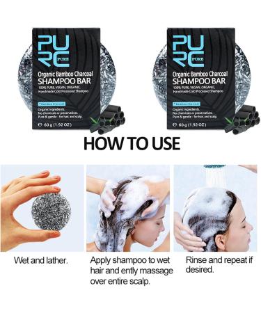 Pure Bamboo Charcoal Shampoo Bar to Reduce Gray and White Hair Deep Cleansing Anti-Frizz Damaged Hair Soap Hair Care Hair Darkening Soap - Buy Online on GoSupps.com