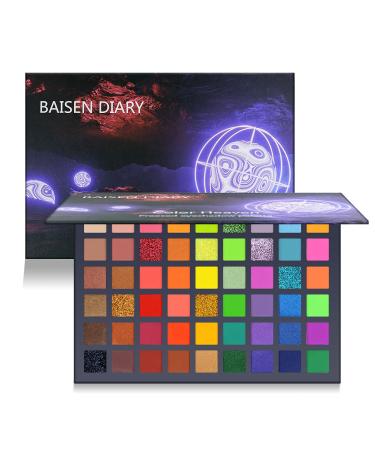 BAISEN DIARY 54 Colorful Eyeshadow Palette, Neon Shimmer Matte Glitter Eye Shadow Natural Naked Colors Makeup Eyeshadow Waterproof Long Lasting Highly Pigmented Gift Set Make Up Palletes