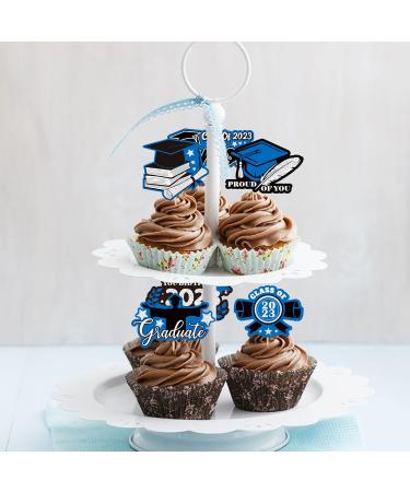 TEICTS Graduation Party Decor 2023 Graduation Party Cupcake Toppers 24 PCS Congrats Grad Cake Toppers Blue and Silver Cupcake Toppers 2023 Graduates Class of 2023 Party Decor (UK-OP-GradCupcakeBlue) - Buy Online on GoSupps.com