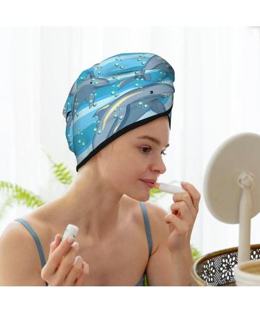 Premium Hair Towel Wrap - Quick Drying Towel Turban with Button | Best Hair Drying Solution (Dolphin - Buy Online on GoSupps.com