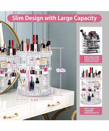 V-Hanver Rotating Makeup Organizer - 7 Layer Adjustable Cosmetic Storage Tray with 4 Holder Rack | Large Capacity Acrylic Display Case for Perfume and Makeup - Buy Online on GoSupps.com