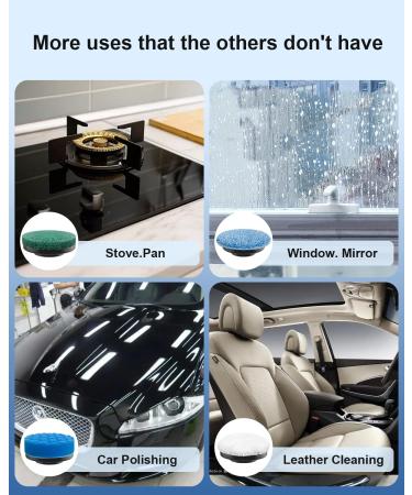 Leebein 2023 Electric Spin Scrubber: Cordless Cleaning Brush with 8 Brush Heads & Extension Handle - White - Buy Online on GoSupps.com