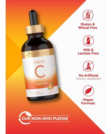 Carlyle Vitamin C Liquid | 4 fl. oz | Orange Flavor | Vegan Non-GMO Gluten Free Supplement - Buy Online on GoSupps.com