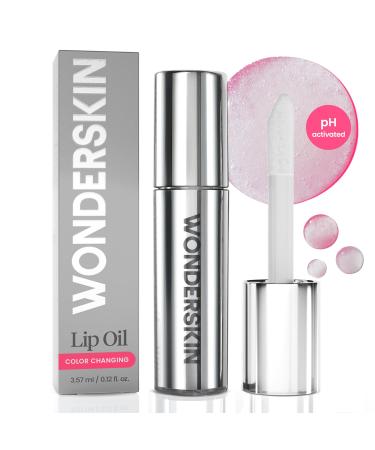 Wonderskin Lip Rehab Serum Oil - Color Changing Lip Oil from Clear to Pink - PH-activated Non-sticky & Hydrating Tinted Lip Oil for Dry Lips (Kissed)