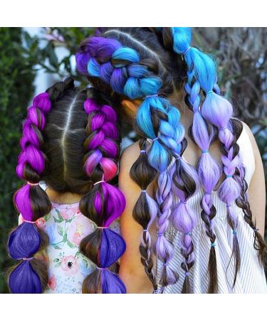 Shop Aomig Ombre Braids Extensions - 2PC Synthetic Hair for Box Braids | 24 Strands - Purple Light Violet Seaside Blue - Buy Online on GoSupps.com
