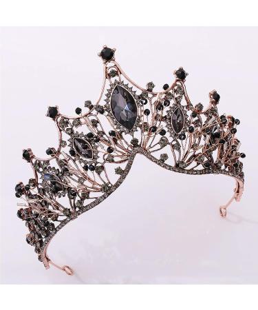SH Ancient Gold Queen Crown for Women - Handmade Rhinestone Wedding Tiara for Bride | Crystal Headband Tiara for Halloween Costume and Birthday Accessories - Buy Online on GoSupps.com