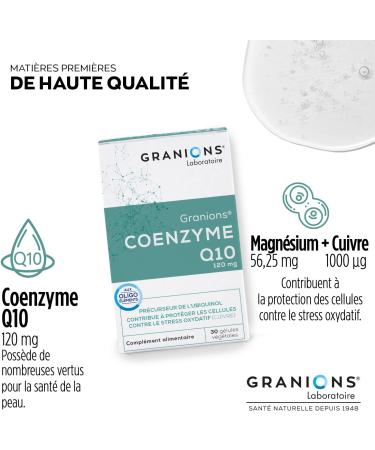 Coenzyme Q10 GRANIONS | Skin Supplement | Coenzyme Q10 120mg with Magnesium + Copper | Clean Skin Acne Antioxidant | Made in France | 30 Capsules - Buy Online on GoSupps.com