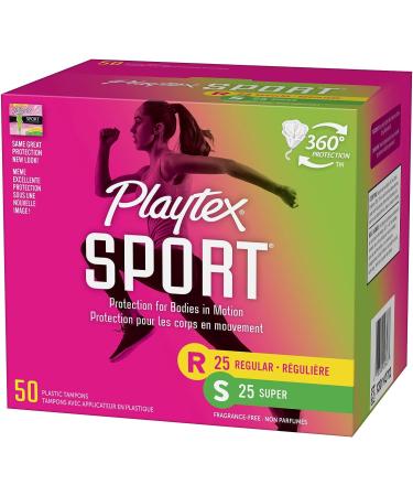 Playtex Sport Tampons with Flex-Fit Technology Regular & Super Multi Pack Unscented - 50 Count - Buy Online on GoSupps.com