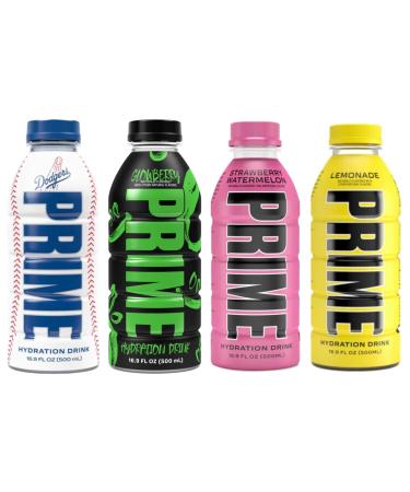 PRIME Hydration Sports Drink by Logan Paul & KSI - Los Angeles (LA) Dodgers + Glowberry + Strawberry Watermelon + Lemonade - 500ml Bottle