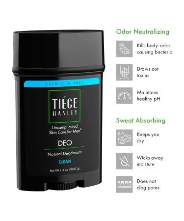 Tiege Hanley Aluminum-Free Deodorant for Men | Mint & Eucalyptus Scent | Long Lasting & All-day Odor Neutralizing | Sweat Absorbing | Moisture Wicking | 2.5oz Black - Buy Online on GoSupps.com