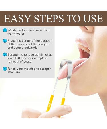 Jazzy Tongue Scraper for Adults & Kids - Stainless Steel Tongue Cleaner | Bad Breath Relief & Oral Hygiene | Yellow Tongue Scrubber - Buy Online on GoSupps.com