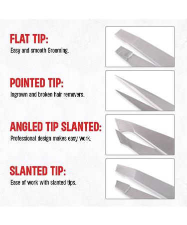 Professional Stainless Steel Tweezers Set - Facial Hair & Ingrown Hair Removal for Women & Men - Eyebrow, Blackhead, Splinter & Tick Remover - Buy Online on GoSupps.com