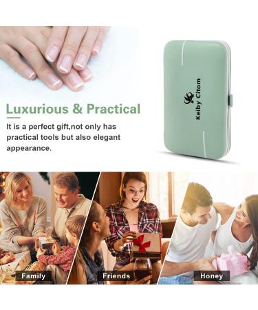 10pcs Professional Manicure Set - Stainless Steel Nail Clippers Kit for Travel - Green Pedicure Care Tools - Buy Online on GoSupps.com