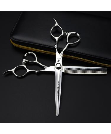 Hair Cutting Scissors Shears 6 Inch Professional Hair Salon Scissors Cutting Double-Sided Sword Haircut Thinning Shear Scissors Hairdressing Hair Tools Kit
