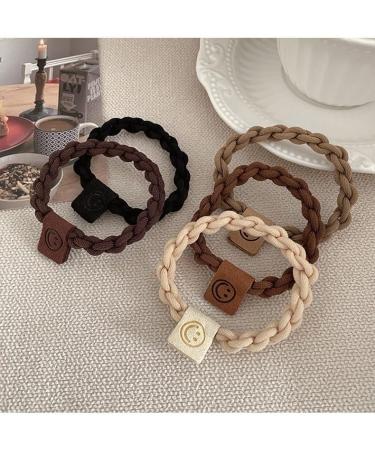 Cotton Hair Ties Braided Hair Bands Elastic Hair Ties Ropes Braided Ponytail Holders 5 Sets (Cross weave - black) - Buy Online on GoSupps.com