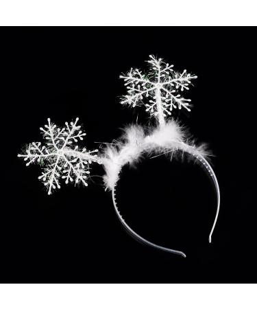 Lezevn Snowflake Headband Christmas Feather Glitter Snowflake Hair Hoop for Girls Party Banquet Hair Accessory (6) - Buy Online on GoSupps.com